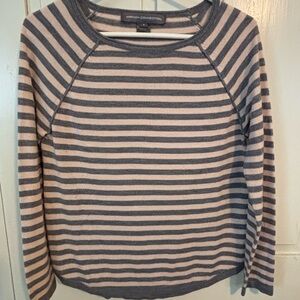 French Connection Gray and Cream Striped Top